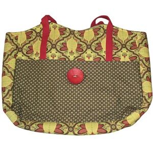 Handmade Tote Bag Purse with Button Accent‎ and Matching Coin Pouch